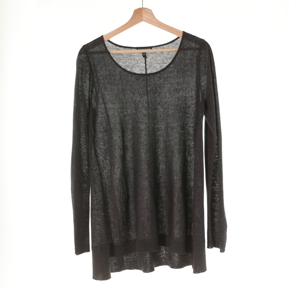 NWOT Eileen Fisher Tencel Wool Alpaca Sweater XS Gray Scoop Luxury Minimalist